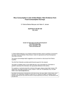 Rice Consumption in the United States: New Evidence from