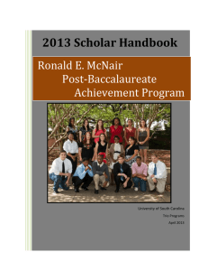 2013 Scholar Handbook Ronald E. McNair Post-Baccalaureate