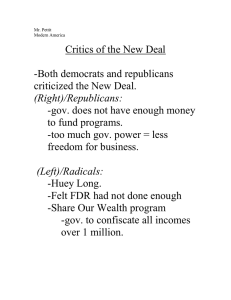 Critics of the New Deal  -Both democrats and republicans