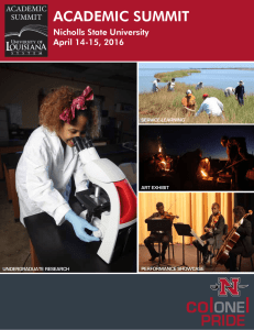 ACADEMIC SUMMIT Nicholls State University April 14-15, 2016 1