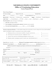 NICHOLLS STATE UNIVERSITY Office of  Continuing Education Course Proposal Form