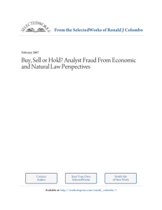 Buy, Sell or Hold? Analyst Fraud From Economic