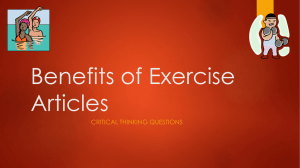 Benefits of Exercise Articles CRITICAL THINKING QUESTIONS
