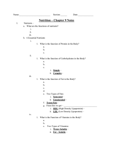Nutrition – Chapter 9 Notes