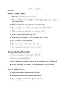 Nutrition Study Guide Test Date:_________________  Where does long lasting energy come from?