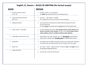 English 11, Honors – RULES OF WRITING (for formal essays) AVOID INSTEAD