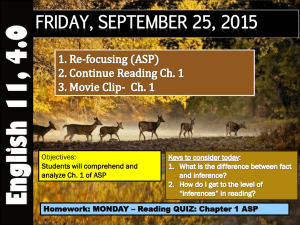 FRIDAY, SEPTEMBER 25, 2015 Objectives: Students will comprehend and