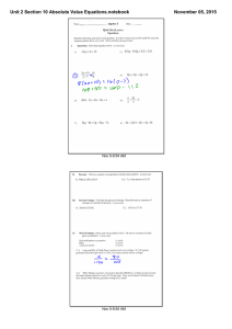 Unit 2 Section 10 Absolute Value Equations.notebook November 05, 2015 Nov 5­9:54 AM