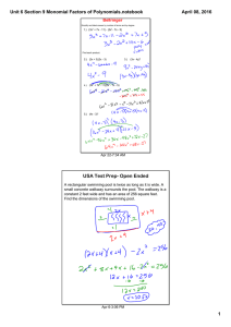 Unit 6 Section 9 Monomial Factors of Polynomials.notebook April 08, 2016 Bellringer