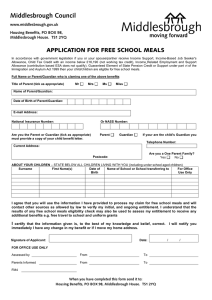 APPLICATION FOR FREE SCHOOL MEALS