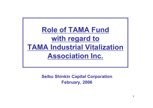 Role of TAMA Fund with regard to TAMA Industrial Vitalization Association Inc.
