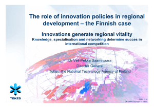 The role of innovation policies in regional Innovations generate regional vitality