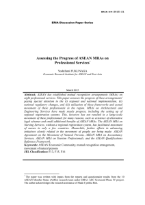 Assessing the Progress of ASEAN MRAs on Professional Services