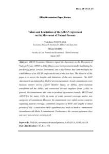 Values and Limitations of the ASEAN Agreement Yoshifumi FUKUNAGA