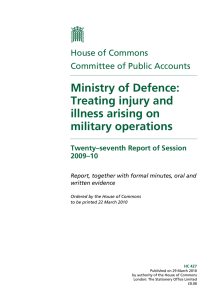 Ministry of Defence: Treating injury and illness arising on military operations
