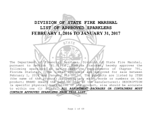 DIVISION OF STATE FIRE MARSHAL LIST OF APPROVED SPARKLERS