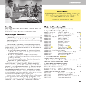 Chemistry Faculty Major in Chemistry, B.S.