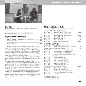 History &amp; Social Studies Faculty Major in History, B.A.
