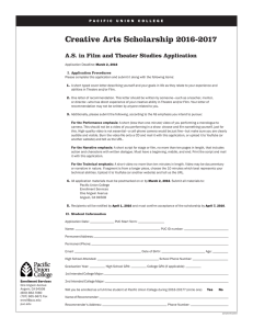 Creative Arts Scholarship 2016-2017 A.S. in Film and Theater Studies Application