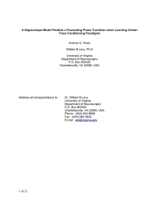 A Hippocampal Model Predicts a Fluctuating Phase Transition when Learning... Trace Conditioning Paradigms