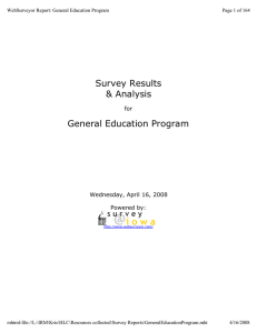 Survey Results &amp; Analysis General Education Program for