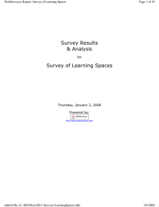 Survey Results &amp; Analysis Survey of Learning Spaces