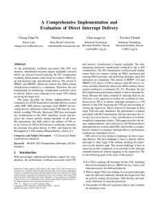 A Comprehensive Implementation and Evaluation of Direct Interrupt Delivery Cheng-Chun Tu Michael Ferdman