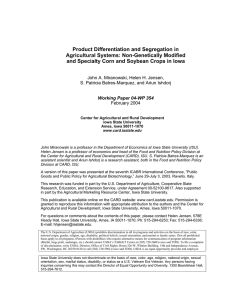 Product Differentiation and Segregation in Agricultural Systems: Non-Genetically Modified