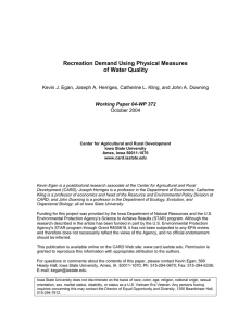 Recreation Demand Using Physical Measures of Water Quality October 2004