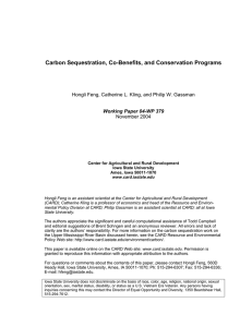 Carbon Sequestration, Co-Benefits, and Conservation Programs  November 2004