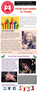FROM OUR HANDS TO YOURS Western Kentucky University American Sign Language Studies