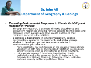 Dr. John All Department of Geography &amp; Geology Management Policies