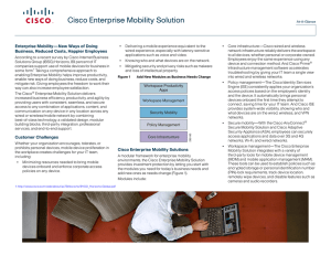 Cisco Enterprise Mobility Solution Enterprise Mobility—New Ways of Doing