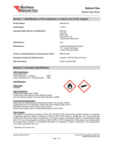 Natural Gas Safety Data Sheet