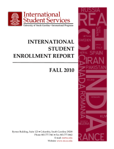 INTERNATIONAL  STUDENT ENROLLMENT REPORT FALL 2010