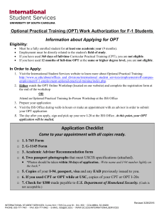 Information about Applying for OPT  Eligibility:
