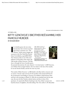 Kitty Genovese’s Brother Reëxamines Her Famous Murder - T...