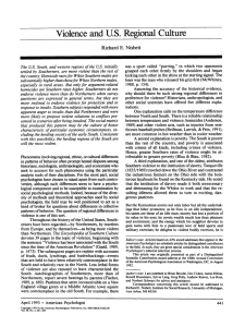 Violence and U.S. Regional Culture Richard E. Nisbett