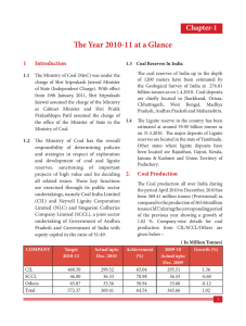The Year 2010-11 at a Glance Chapter-1 1 Introduction