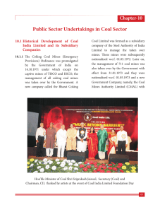 Public Sector Undertakings in Coal Sector Chapter-10 10.1 Historical Development of Coal