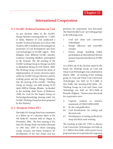 International Cooperation Chapter-11 11.1 SAARC Technical Seminar on Coal