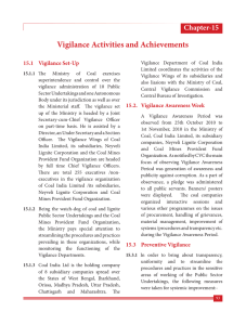 Vigilance Activities and Achievements Chapter-15 15.1  Vigilance Set-Up