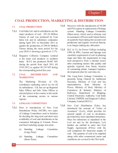 Chapter-7 COAL PRODUCTION, MARKETING &amp; DISTRIBUTION