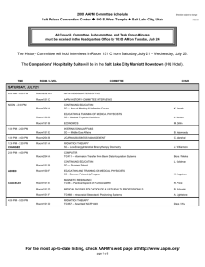 — 2001 AAPM Committee Schedule Salt Palace Convention Center