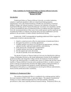 Policy Guidelines for Postdoctoral Fellows at Thomas Jefferson University Established 07/01/2003