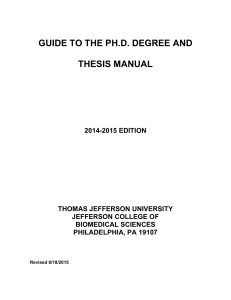 GUIDE TO THE PH.D. DEGREE AND THESIS MANUAL