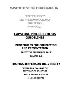 MASTER OF SCIENCE PROGRAMS IN CAPSTONE PROJECT THESIS GUIDELINES THOMAS JEFFERSON UNIVERSITY