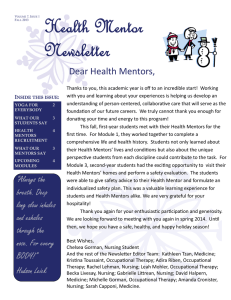 Health Mentor Newsletter Dear Health Mentors,