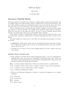 Midterm Exam Directions; PLEASE READ CSC 2/454 21 October 2015