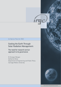Cooling the Earth Through Solar Radiation Management: approach to its governance